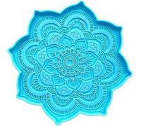 Moldes de silicona de resina epoxi azul, diseño de mandala, posavasos de resina epoxi, bandeja de flores, molde de silicona fundida, manualidades, decoración del hogar, suministros de escultura (6.8 x
