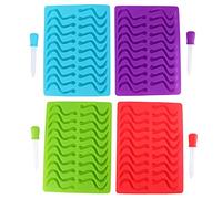 Moldes de Silicona en Forma de Gusano, 4 Piezas, Moldes para Fondant y Caramelos, Colores Variados - Resistentes al Horno y Microondas, Uso Multifuncional para Repostería Creativ