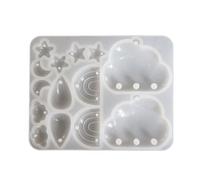 Moldes de silicona flexibles, diseño de estrellas, lunas, nubes, lágrimas, resina epoxi, adorno para hacer joyas, hecho a mano, molde de silicona