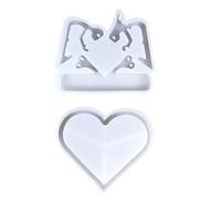 Moldes de silicona flexibles, paquete de 2 para hacer figuras románticas de pareja, corazón, accesorio para entusiastas de uso diario casual, adorno de boda