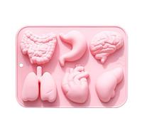 Moldes de silicona, moldes grandes para órganos, cerebro, corazón, hígado, intestinos, pulmones, estómago, dulces, moldes en forma de órgano, moldes con 6 huecos para chocolate, fondant, tartas