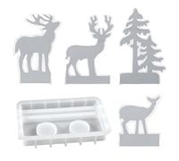 Moldes De Silicona Navidad 5 Piezas Decorativas Reutilizables para Vaciado | Kit Moldes Vaciado Árbol De Navidad Alce Para Gelatina Galletas Bizcocho Arcilla Manualidades Fiesta Oficina Hogar