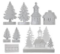 Moldes de silicona navideña - Forma de árbol de vela, Casting Holiday House | Forma artesanal de liberación fácil con acabado liso epoxi resina yeso aromaterapia decoración