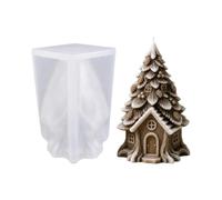Moldes De Silicona Navideños Manualidades Navideñas Con Vaciado En Epoxi | Moldes de Velas con Casa del Árbol Navideña Para Hogar Estudio Fiesta Jabón Aromaterapia Arcilla Afición Manualidade