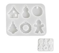 Moldes de silicona navideños, molde de fundición de resina | Kit de manualidades con adornos redondos de pan de jengibre y árbol de muñeco de nieve - Molde de epoxi de silicona antiadherente reutiliza