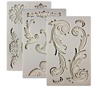 Moldes de silicona para adornos de estilo barroco, 3 unidades, diseño de querubín para pájaros, pergaminos inspirados en Art Deco
