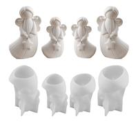 Moldes de silicona para ángeles navideños, juego de 4 moldes de resina epoxi 3D para velas, hormigón, yeso, cemento, cera y arcilla