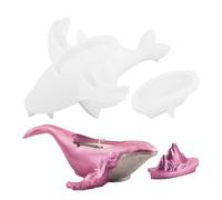 Moldes de silicona para ballenas grandes,Molde de silicona para contenedores de ballenas - Moldes de silicona antiadherentes para macetas,Tazas de silicona de animales artesanales grandes 3D con tapa,