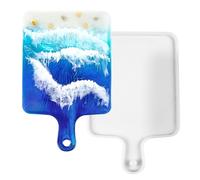 Moldes de silicona para bandeja de resina epoxi, resina de bricolaje para servir grande, forma rectangular de mango, para decoración del hogar, manualidades, ágata, geoda