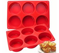 Moldes de silicona para bocado de huevo, paquete de 2 moldes para frittata, vasos profundos de 3 pulgadas, moldes redondos Sous Vide para sándwiches de desayuno, tortillas, rollos de cena, hornear