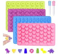 Moldes de Silicona para Caramelos, 4pcs Moldes de Chocolate con 2 Pajitas, Moldes Reutilizables, para Chocolates, Gelatina, Pasteles, Cubitos de Hielo