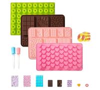 Moldes de Silicona para Caramelos Moldes para Caramelos Antiadherente Moldes de Silicona para Chocolate con 2 Pipetas para Hacer Gomitas Caramelos Chocolate 4 Pieza