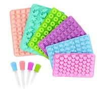 Moldes de Silicona para Caramelos y Chocolates, MXTIMWAN 6 Piezas Moldes para Gominolas, Molde de Silicona con Diseño Ositos de Goma con 4 Pipetas, para Caramelos, Chocolates