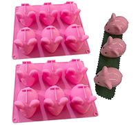 Moldes de silicona para chocolate, 2pcs 6-Cavity Cute Mouse Silicone Mold Creative Soap Candle Aromatherapy Plaster Clay Resin molds