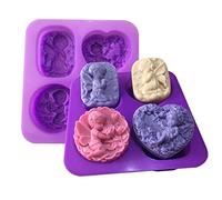 Moldes de silicona para chocolate, 2pcs Angel Combination Silicone Moulds Handmade Soap Candle Clay Epoxy Resin Molds
