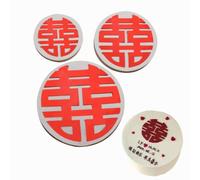 Moldes de silicona para chocolate, 3PCS Chinese Style Double Happiness Word Wedding Fondant Silicone Moulds Party Decoration Moulds