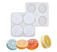Moldes de silicona para chocolate, 4-cavity lemon slice mould, round fruit handmade mould, white silicone mould(2Pcs)