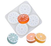 Moldes de silicona para chocolate, 4-cavity lemon slice mould, round fruit handmade mould, white silicone mould(1Pcs)