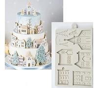 Moldes de silicona para chocolate, Christmas Tree Snowman House Castle Fondant Silicone Molds Fondant Cake Decoration Rainbow Jelly Baking Mould