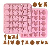 Moldes de silicona para chocolate con temática de baby shower, sonajero, cochecito, oso de peluche, botella, cabeza y mameluco, moldes de chocolate 3D para baby shower, cumpleaños (1 pieza)