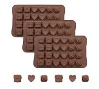 Moldes de silicona para chocolate de 3 piezas, con 24 agujeros, 3D, cubitos de hielo, jabón prensado en frío, moldes de rosas y corazones, aptos para bricolaje, aptos para alimentos, suaves y fáciles