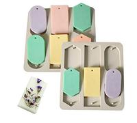 Moldes de silicona para chocolate, DIY Silicone Scented Candle Chip Moulds with Holes, 6-Connected Rhombus Rectangular Oval Cake Mold