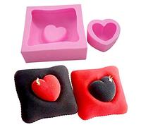 Moldes de silicona para chocolate, Heart-Shaped Pillow Fondant Cake Molds DIY Soap Candle Silicone Mould 3D Love Baking Tools for Cake Decoration