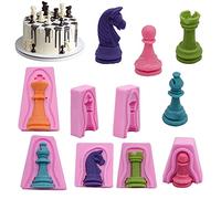 Moldes de silicona para chocolate, International Chess 6-Piece Set Cake Chocolate Soap Moulds 3D King, Horse, Soldier Shaped Chess Mold