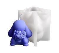 Moldes de silicona para conejos, moldes para conejos de Pascua - Molde de jabón | Conejos con flores Moldes para velas Molde de vela de animales Moldes de silicona de resina epossi