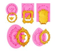 Moldes De Silicona Para Fondant Juego De 5 Moldes De Fondant Con Forma De Marco De Fotos De Encaje Vintage Para Decoración De Pasteles De Chocolate Color Rosa