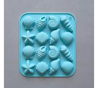 Moldes de silicona para fondant marinos 2 unidades con formas de conchas, caracolas y estrellas, azul, 17.5x15.5 cm para chocolate, repostería y manualidades