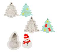 Moldes De Silicona Para Fondant Molde De Fondant De 3 Piezas Con Forma De Muñeco De Nieve Y Árbol De Pino Para Decoración Navideña De Pasteles De Chocolate Gris