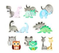 Moldes De Silicona Para Fondant Molde De Fondant De 8 Piezas Para Decorar Pasteles Con Figuras De Dinosaurios Ranas Jirafas Y Búhos Color Gris