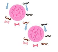 Moldes De Silicona Para Fondant Paquete De 2 Figuras De Fondant Rosa Para Decorar Pasteles Corbata Pajarita Y Barba Para Hombre