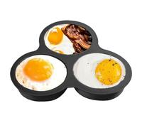 Moldes de silicona para freidora de aire | Air Fryer Egg Molds Silicone Baking Tray | Airs Fryers Muffin Pan | 3-Cavity Round Egg Tray For Small Cakes Puddings Hamburgers Breakfast Sandwich Patty