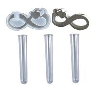 Moldes de silicona para fundición de resina, juego de 4 piezas, moldes para jarrones hidropónicos Endless Love con 3 tubos de ensayo para manualidades de niños y adultos, silicona para fundición de