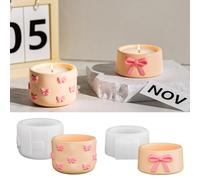 Moldes de silicona para fundición de velas, portavelas, molde de silicona, portavelas, cuenco redondo, cuenco pequeño con lazos 3D, moldes de silicona para velas de té, maceta, moldes para yeso