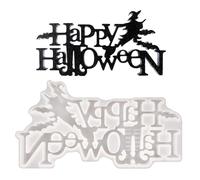 Moldes de silicona para hacer chocolate, alegres letras de Halloween, letras, moldes para puerta, molde de fundición - ayuda versátil para manualidades para velas, hormigón, arcilla, magdalenas