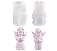 Moldes de silicona para hacer velas, molde de silicona de ángel rezando niño y niña, molde de fundición de resina epoxi, molde de silicona reutilizable para velas perfumadas, fondant, pastel,
