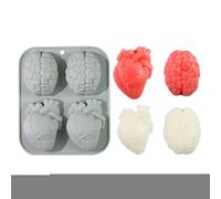 Moldes de silicona para Halloween,Moldes de chocolate para Halloween, de silicona para hacer velas en forma de corazón y cerebro de terror - Molde de chocolate de aromaterapia de resina 4