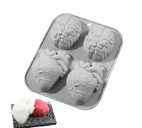 Moldes de silicona para Halloween, moldes de chocolate para Halloween | Moldes de silicona para fabricante de velas en forma de corazón y cerebro de terror - Moldes de moldeo de resina epoxi, molde