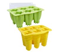 Moldes de Silicona para Helado - Set de 2 Moldes de 6 Cavidades para Postres Helados,Molde Para Con Tapa - Para Paletas Caseras, Niños, Familias, Camping, Verano, Cumpleaños, con, Leche, Yogur