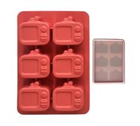 Moldes de silicona para hielo, molde para hielo con forma de televisión, molde de cocina, 6 cavidades antigoteo para bebidas refrescantes, cócteles, champán, whisky, zumos