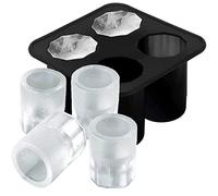 Moldes de silicona para hielo para vaso de chupito, bandejas para congelador con 4 cavidades, cubitos de hielo de vidrio de whisky reutilizables, capacidad para 1 onza cada uno, 1.3 pulgadas