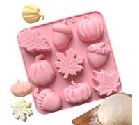 Moldes de silicona para hornear, moldes de silicona de 9 cavidades para hornear cupcakes, decoración de otoño con calabazas, conos de pino y hojas de arce, jabón, chocolate, pasteles, velas