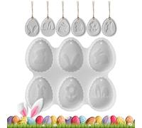 Moldes de silicona para huevos de Pascua, con bonito patrón de conejo, moldes de silicona para colgar, moldes de yeso de Pascua para fundición de fiesta de Pascua