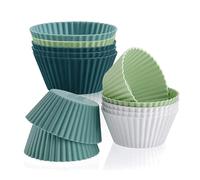 Moldes de silicona para magdalenas 24 unidades, reutilizables, redondos, para tartas, cremas, pudding