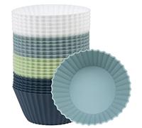 Moldes de silicona para magdalenas - Paquete de 24 tazas reutilizables para hornear magdalenas freidora de aire, seguro y no tóxico, sin BPA, antiadherente, lavavajillas, cupcakes, helados, 4 colores