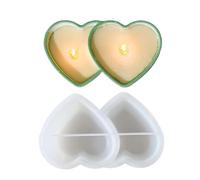 Moldes de silicona para manualidades, velas, molde de silicona, forma de cuenco para joyas, doble corazón, resistente al agua, de escritorio, moldes de silicona para cera de abejas