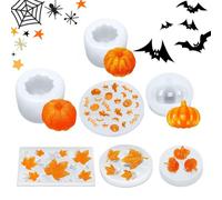 Moldes de silicona para manualidades y fundición de calabazas, para | Formas de calabaza otoñales para fiestas de miedo, vacaciones de otoño, chimeneas, arcilla, fondant y más